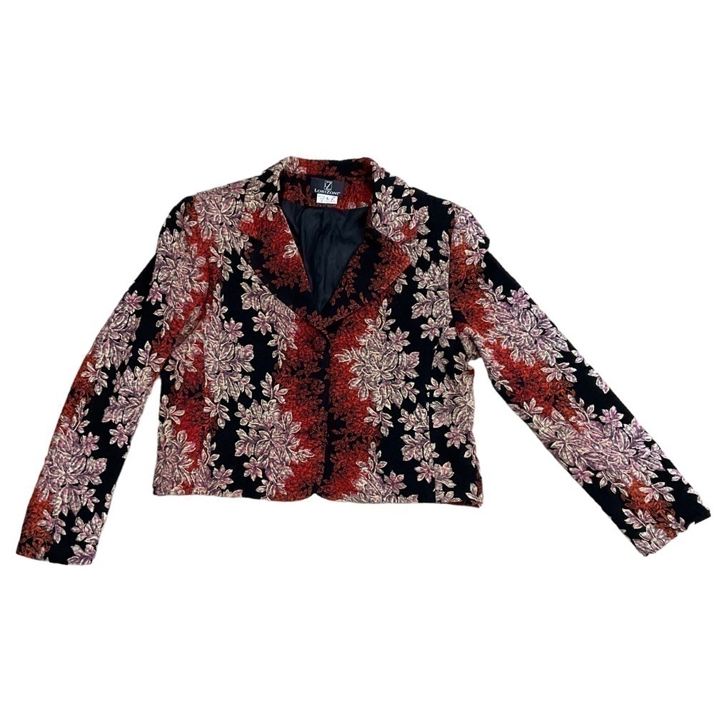 Lorizoni Vintage 100% Silk Floral Blazer Lined with Shoulder pads size Large